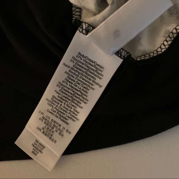 DKNY Sleeveless Top Faux Leather Back Black Ivory XS NWT - Picture 5 of 6